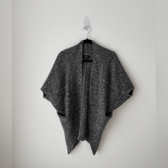 Babaton Italian Mohair Blend Cocoon Cardigan Gray Oversized Draped Sweater - Picture 2 of 9